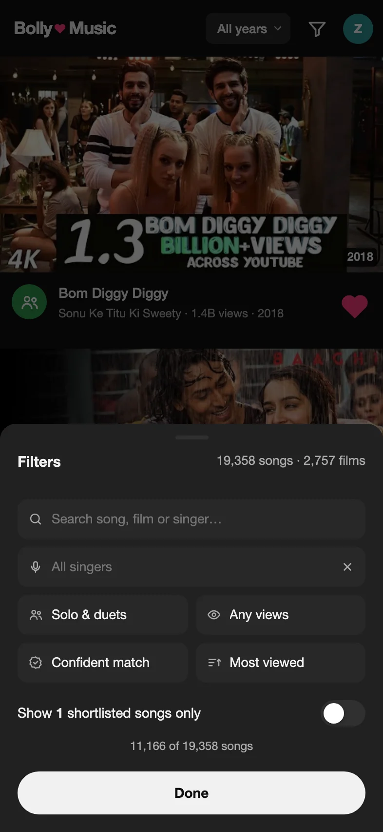 The filters sheet